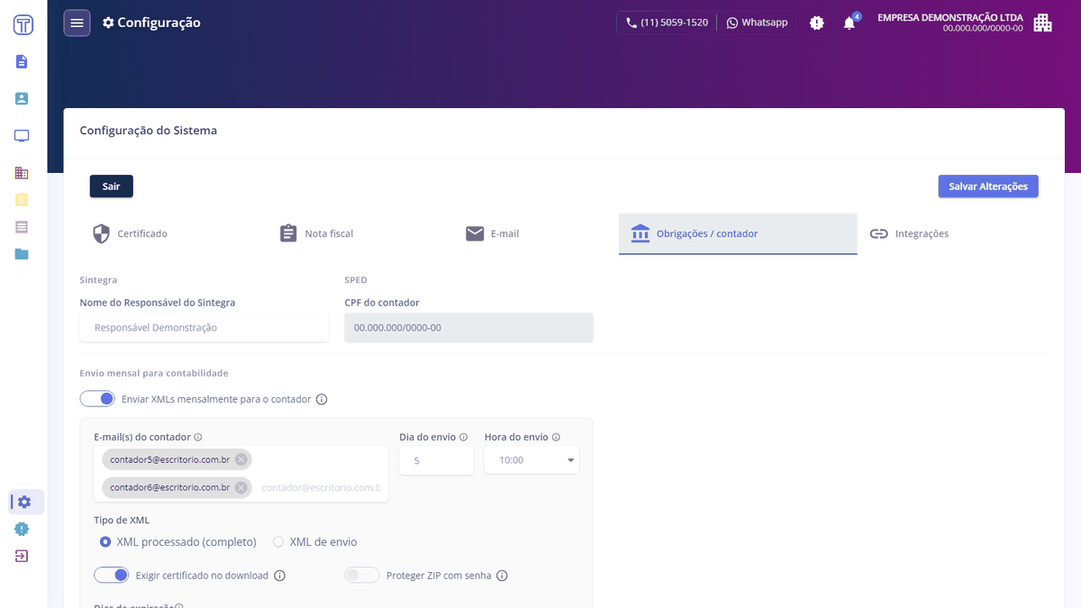 Animação: painel de envio mensal para contabilidade