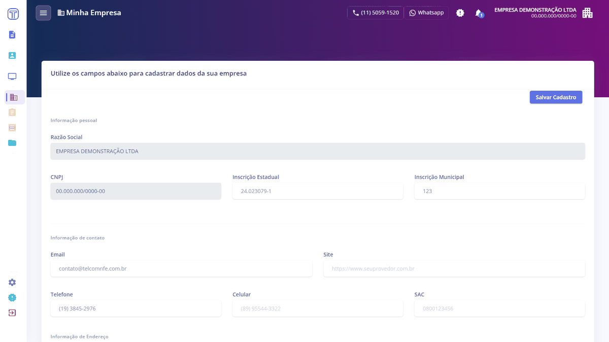Formulário de Minha Empresa – Dados Gerais