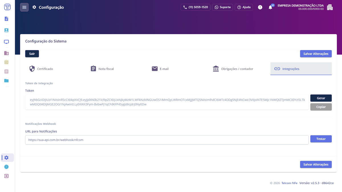 Animação: salvando a URL do webhook
